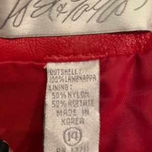 red leather ‘mini’ skirt